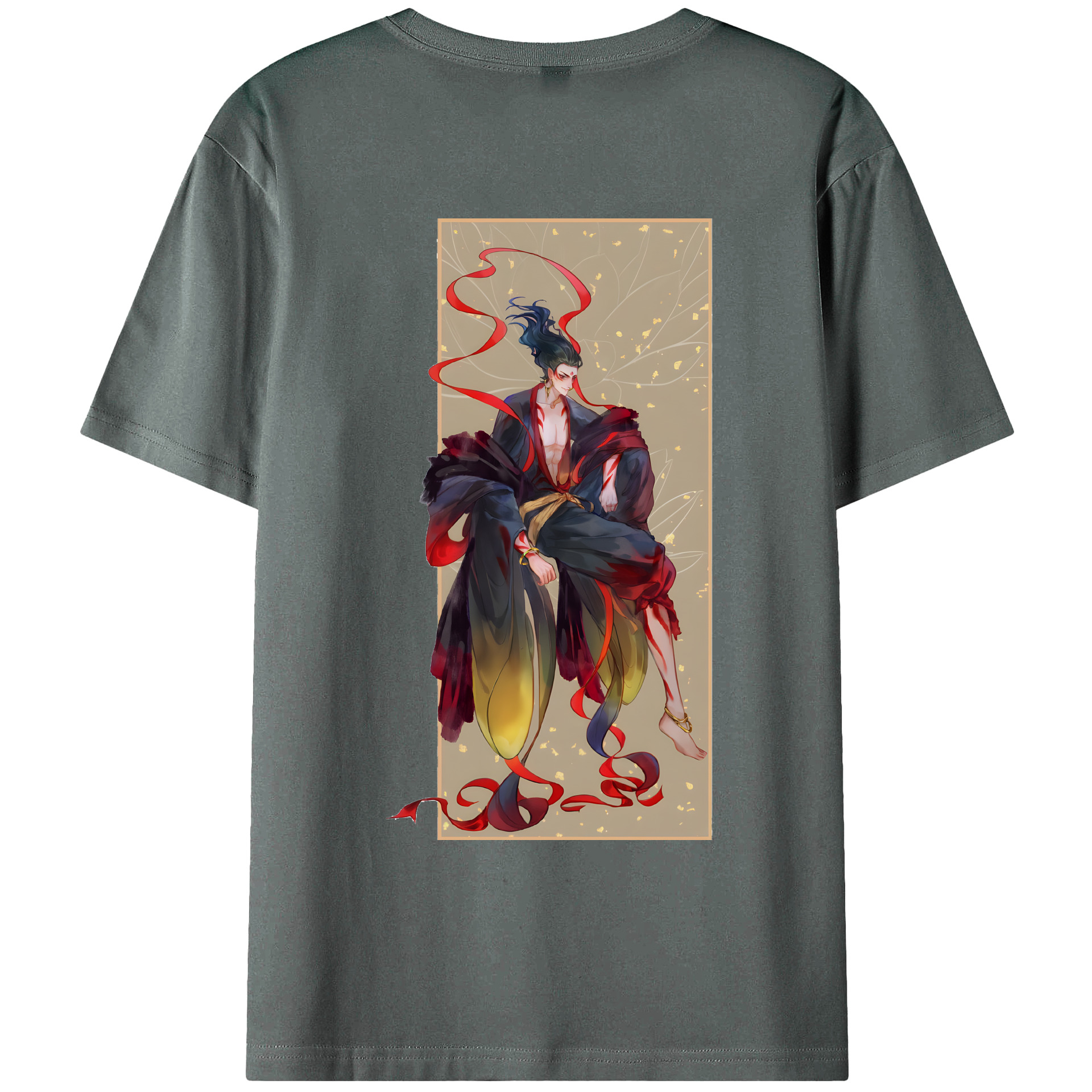 （画像用） Ne Zha 2 ナタ 魔童の大暴れ 綿100％ メンズ半袖Tシャツ（バックプリント） 通気性